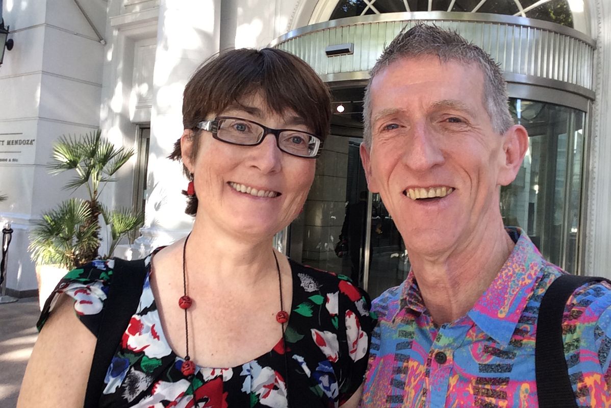 04 Charlotte And Jerome Ryan At The Park Hyatt Plaza Hotel Entrance In Mendoza